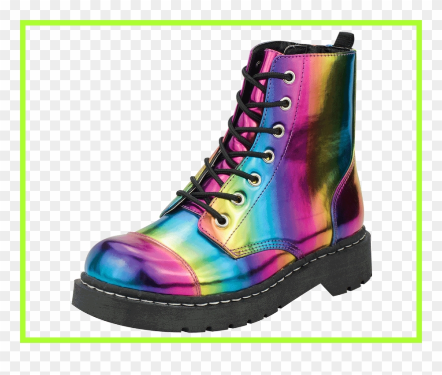 Amazing Yowza Rainbow Combat Boots U Shoes - Shoe Clipart
