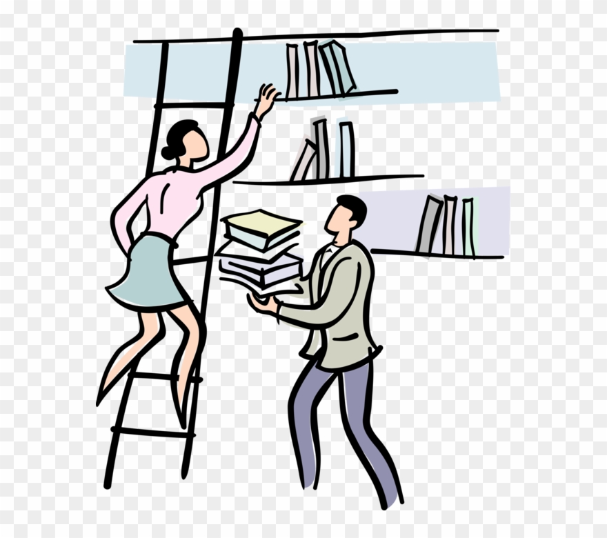 Vector Illustration Of Librarians Place Library Books - Library Clipart