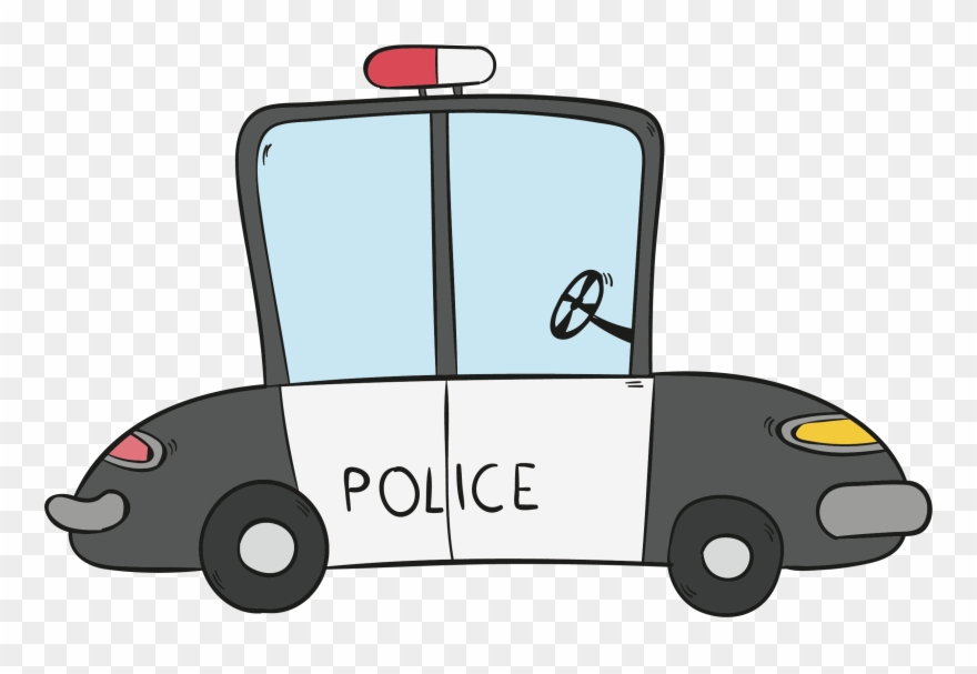 Clipart Library Car Download Hand Painted Police Transprent - Cartoon Police Car Drawing - Png Download