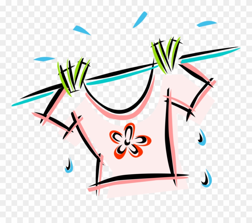 Laundry Hanging On Image Illustration Of With - Clothespin Clipart