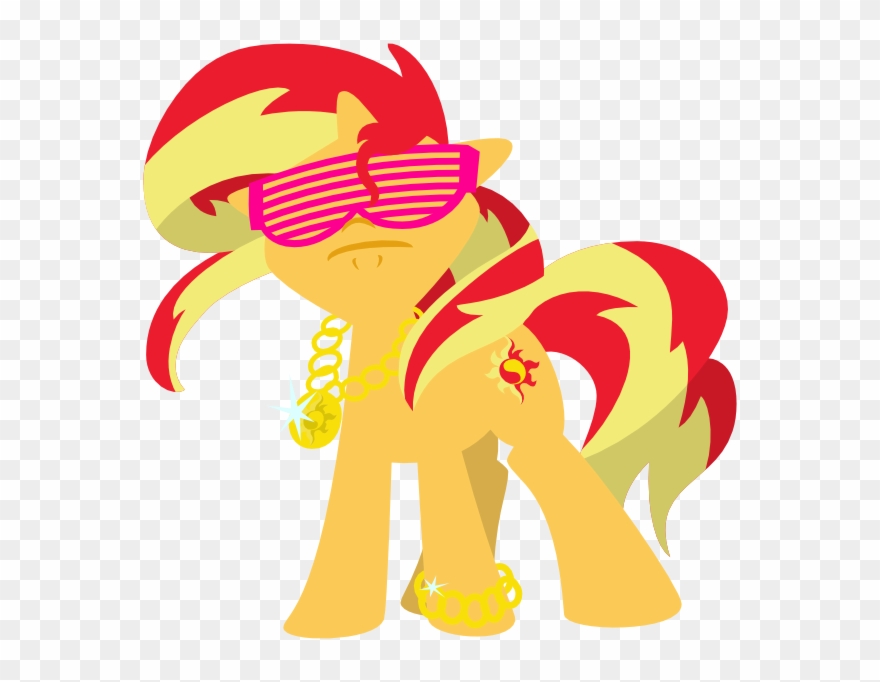 Sunset Shimmer Pony Fluttershy Red Mammal Yellow Vertebrate - Mlp Fim Sunglasses Clipart