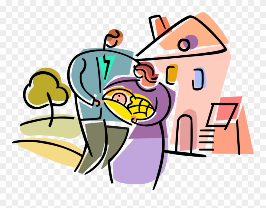 Vector Illustration Of New Parents Mother And Father - Cartoon Clipart