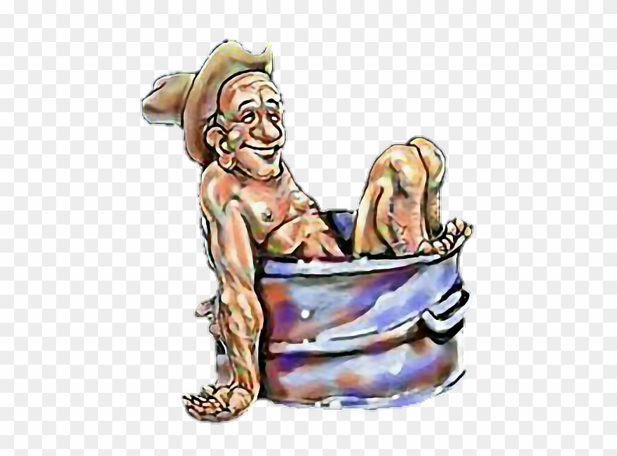 Hillbilly Redneck Bathtub Bathing Inbred Man Boy - Man Clipart