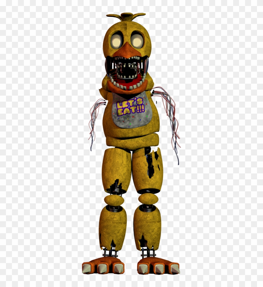 Art Five Nights Scrapped Chica Freetoedit - Withered Fnaf Funko Figure Clipart