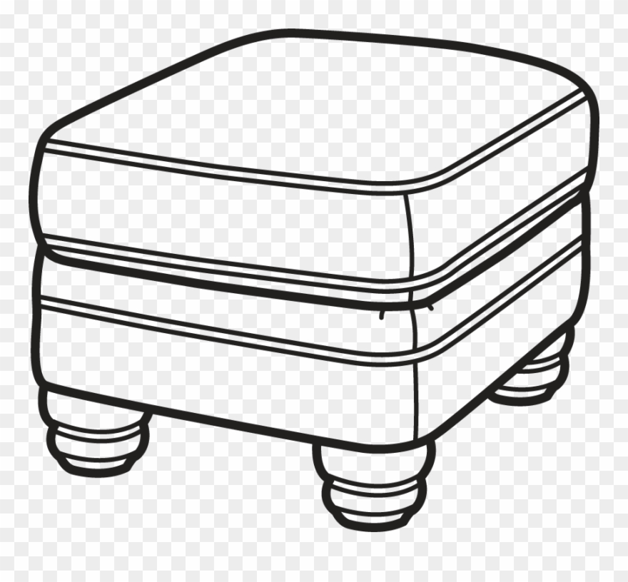 Bay Bridge Fabric Ottoman Without Nailhead Trim - Ottoman Furniture Clipart - Png Download