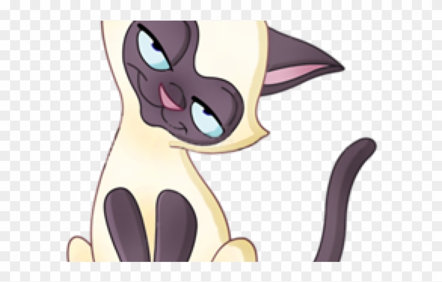 Siamese Cat Clipart Heart - Cat Cartoon No Background - Png Download