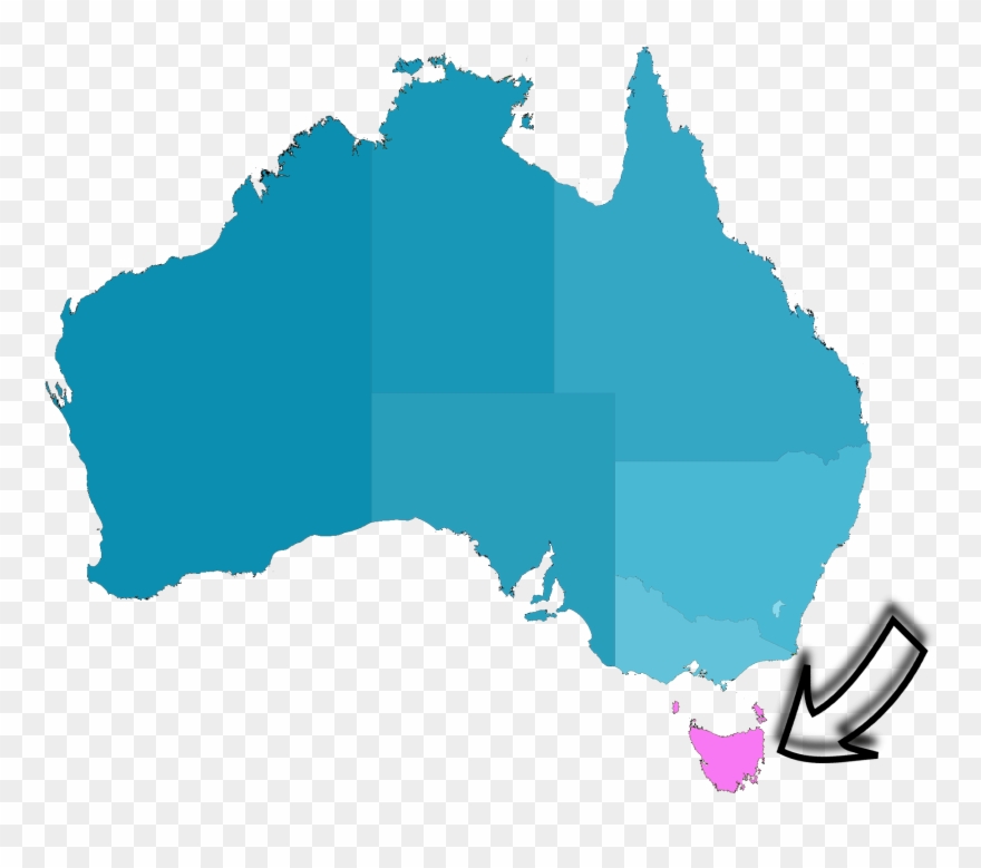 Australia Map, Highlighting Tasmania - Australia Map With Tasmania Clipart