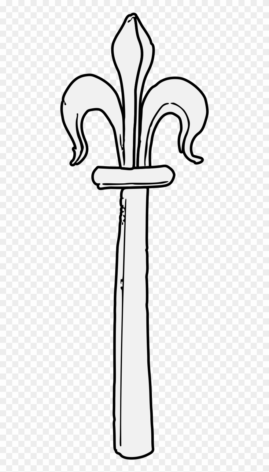 Staff Topped By A Fleur De Lys - Drawing Clipart