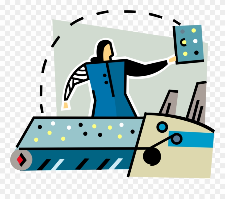 Vector Illustration Of Industrial Manufacturing Factory - Female Clipart