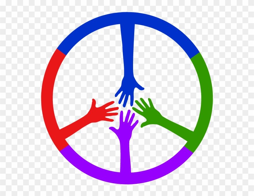 4 Colored Hands Coming Together To Form A Peace Sign - Osnabrück Wappen Clipart