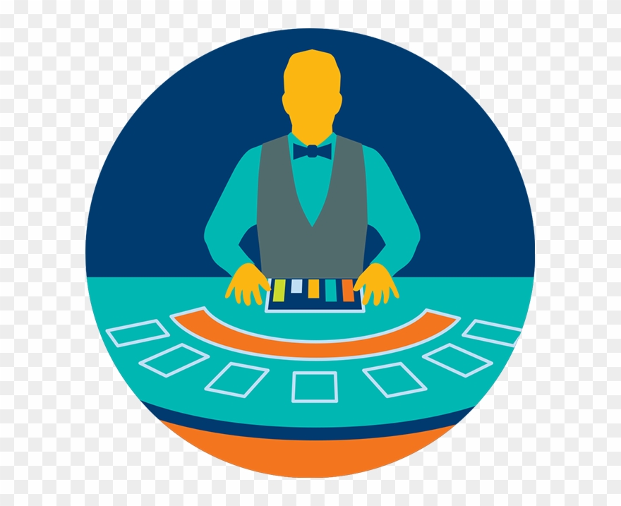 A Dealer At The Centre Of A Blackjack Table - Croupier Clipart