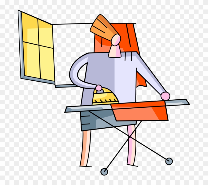 Vector Illustration Of Ironing Clothes With Small Appliance - Cartoon Clipart