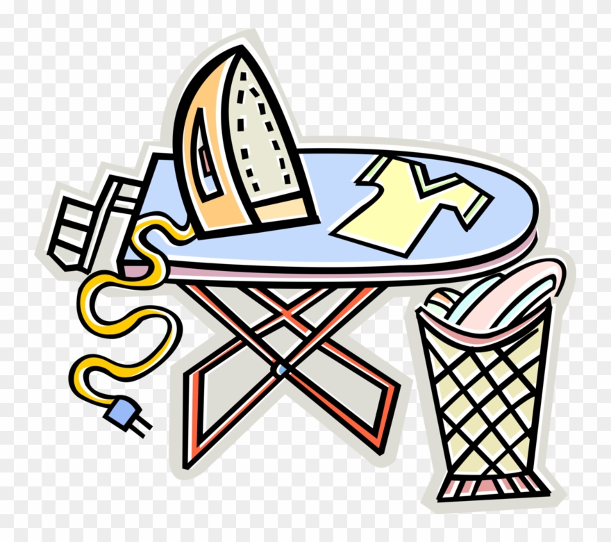 Vector Illustration Of Ironing Laundry Clothes With - Wäsche Bügeln Clipart - Png Download
