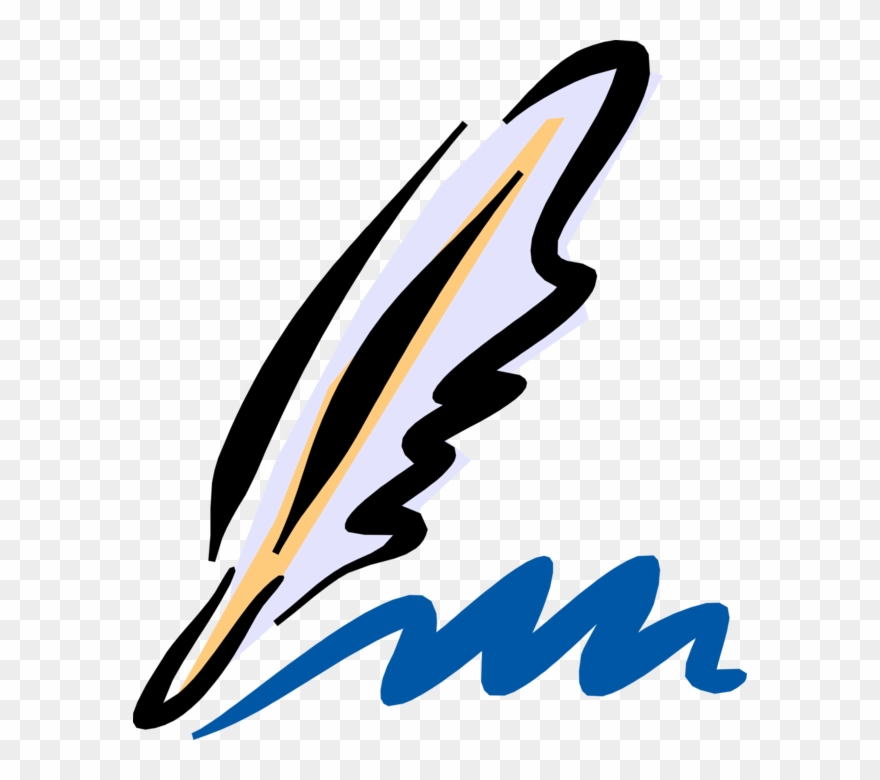 Vector Illustration Of Quill Pen Flight Feather Writing - Book Clipart