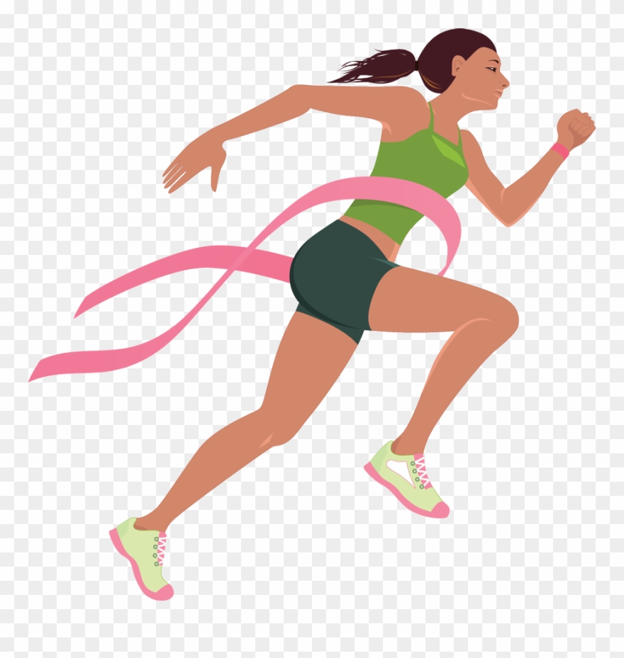 Breast Cancer Survivor, Race For Breast Cancer, Confidence, - Female Running Illustration Clipart