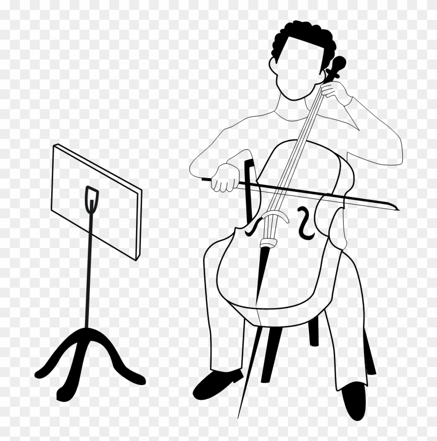 Figure 2a Is A Drawing Of A Cellist During A Performance - Music Clipart