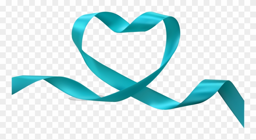 Heart With Ribbon Clip Art - Vetor Coração Em Png Azul Transparent Png