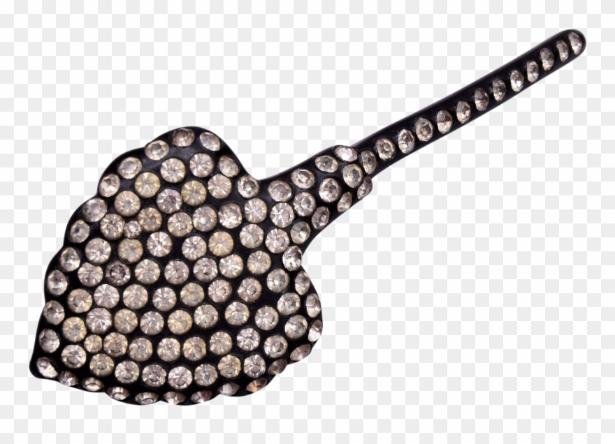 Lightweight Black And Clear Rhinestone Brooch - Bass Guitar Clipart