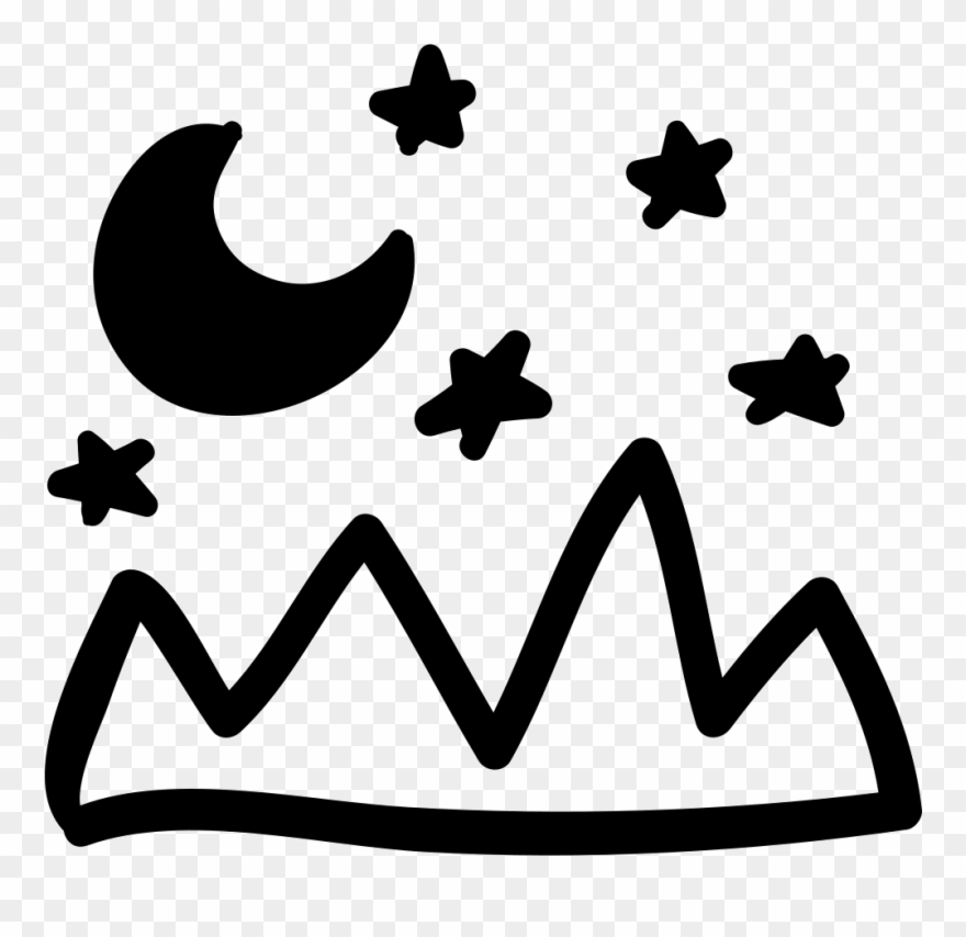 Mountains Landscape And Night Sky Hand Drawn View Comments - Hand Drawn Mountain Png Clipart