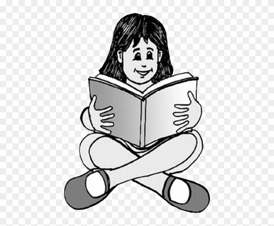 Girl Reading A Book Col 96dpi 1 - Sitting Clipart