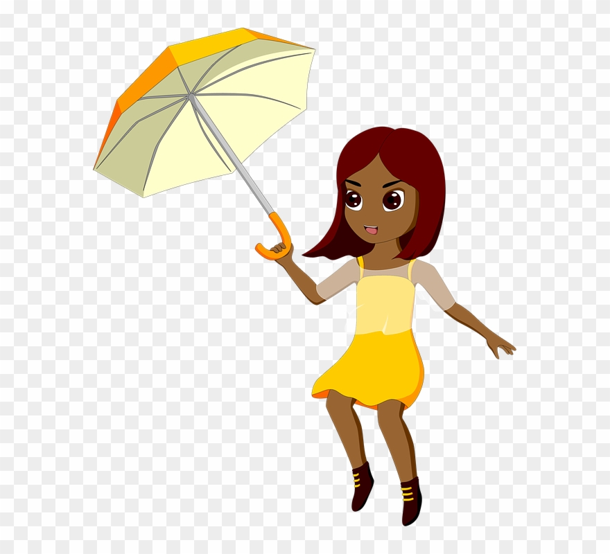 Girl, Wind, Weather, Umbrella, Windy - Menina Guarda Chuva Png Clipart