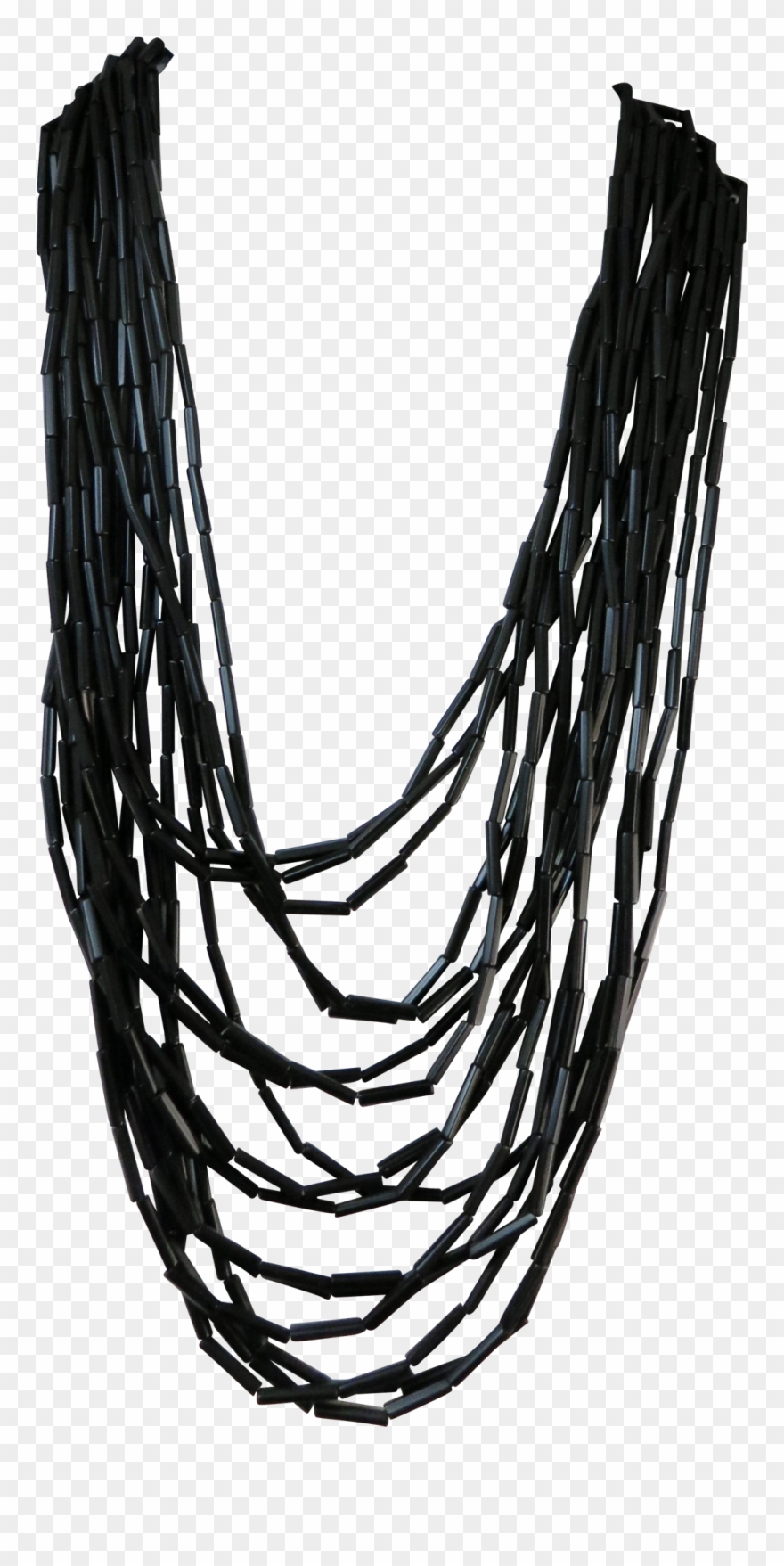 Vintage Very Old Black Glass Tube Necklace Graduated - Sketch Clipart