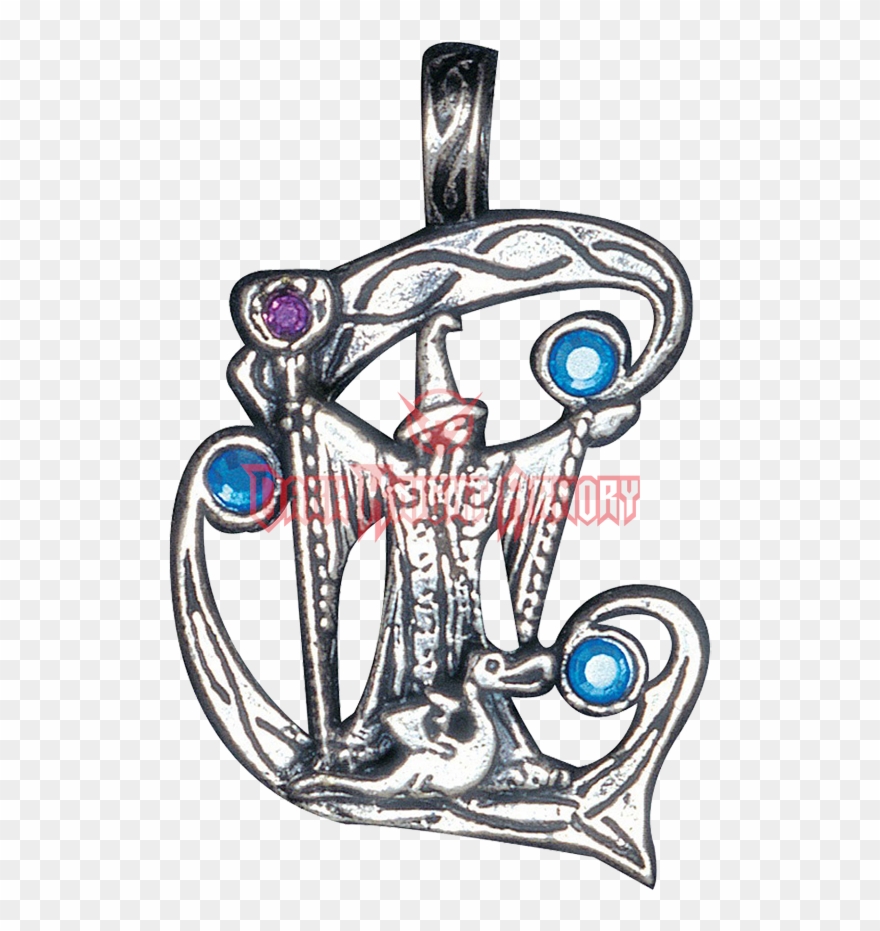 Wizard For Achievement And Desires Pendant - Fire And Ice Fantasy Wizard Necklace Pendant Silver Clipart