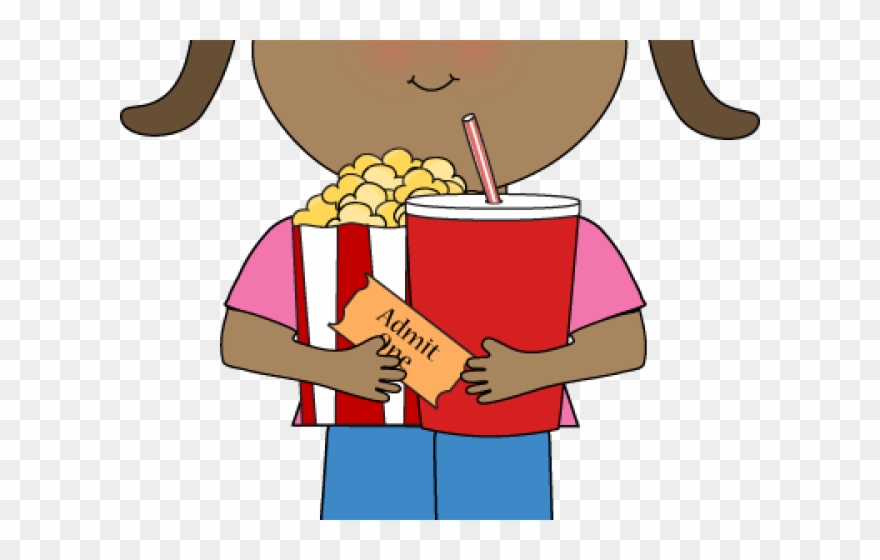 Popcorn Clipart Girl - Go To The Movies Clipart - Png Download