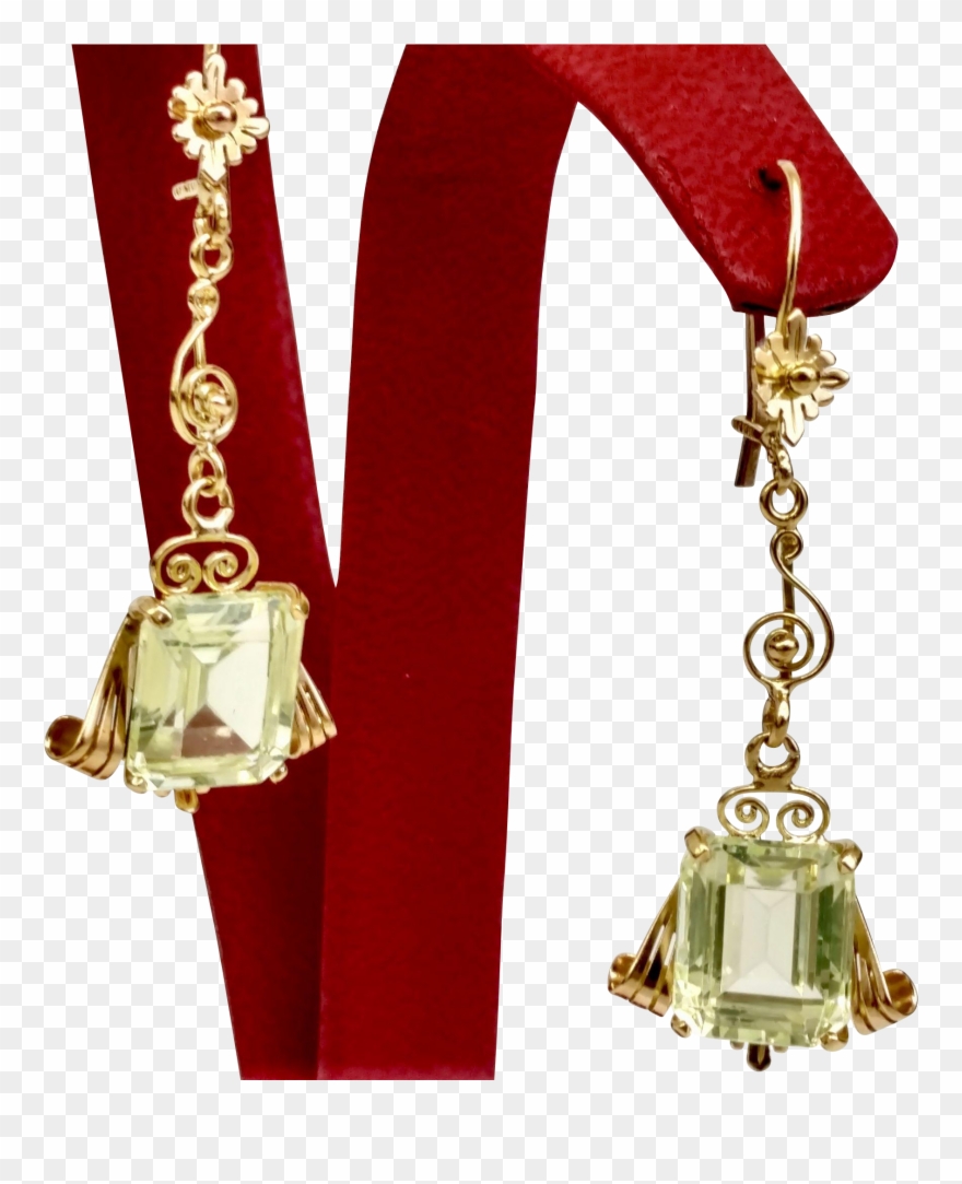 Large Golden Beryl Art Deco Earrings 18kt Yellow Gold - Chain Clipart