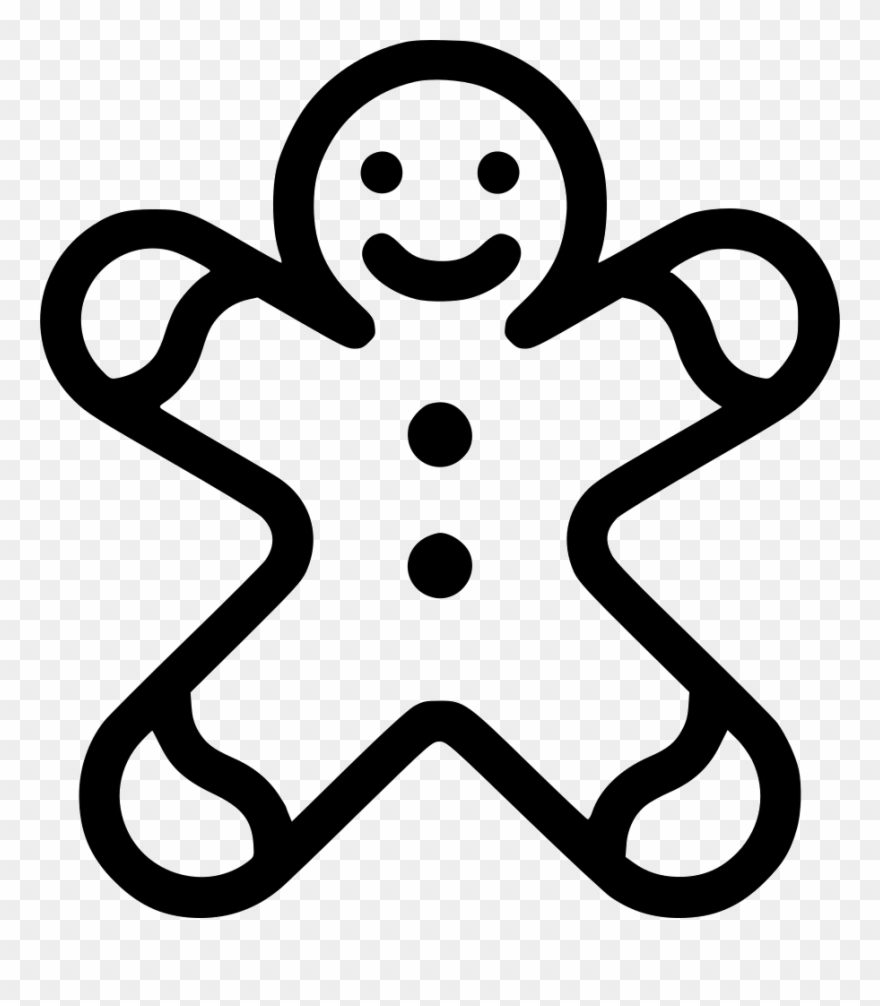 Gingerbread Man Icon Comments - Christmas Black & White Icon Png