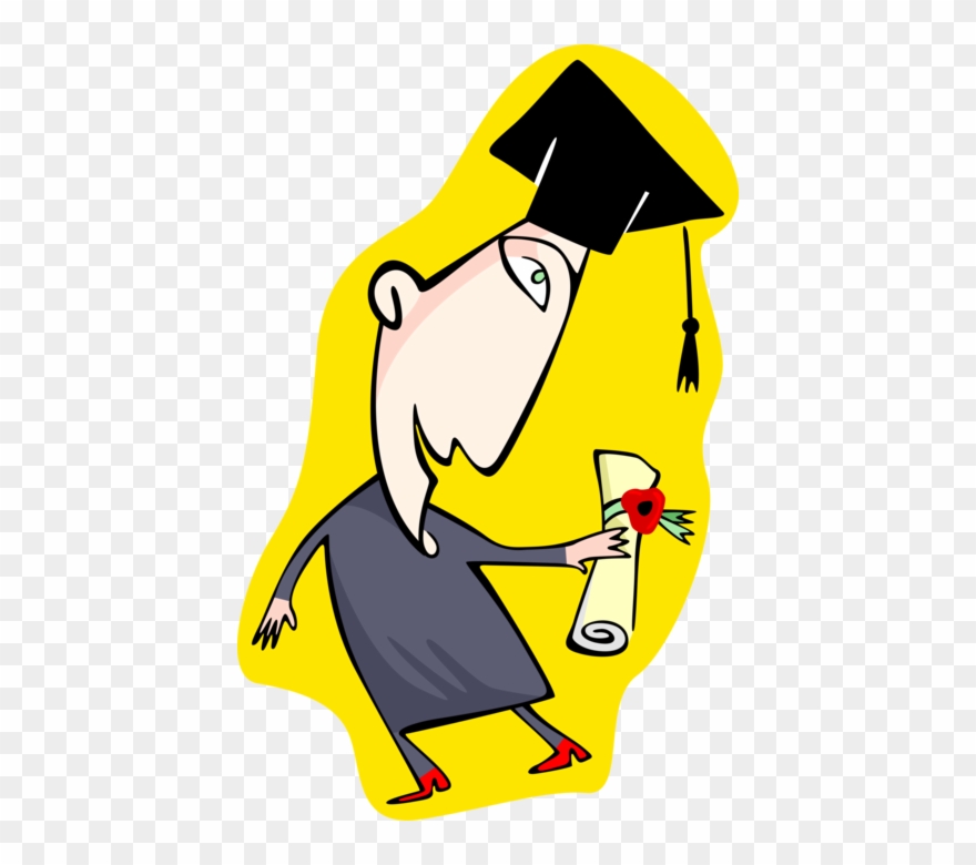 Vector Illustration Of College Graduate In Mortarboard Clipart