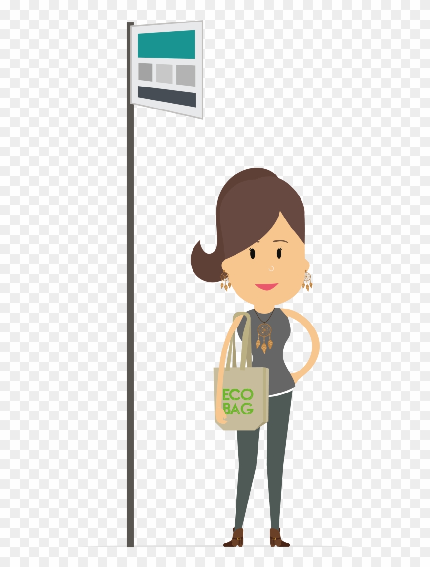 Healthy Eddie At Bus Stop - Cartoon Clipart