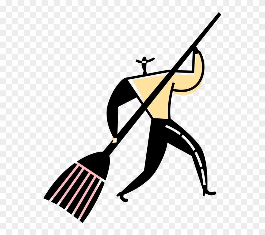 Vector Illustration Of Street Sweeper Cleaner Sweeps - Illustration Clipart