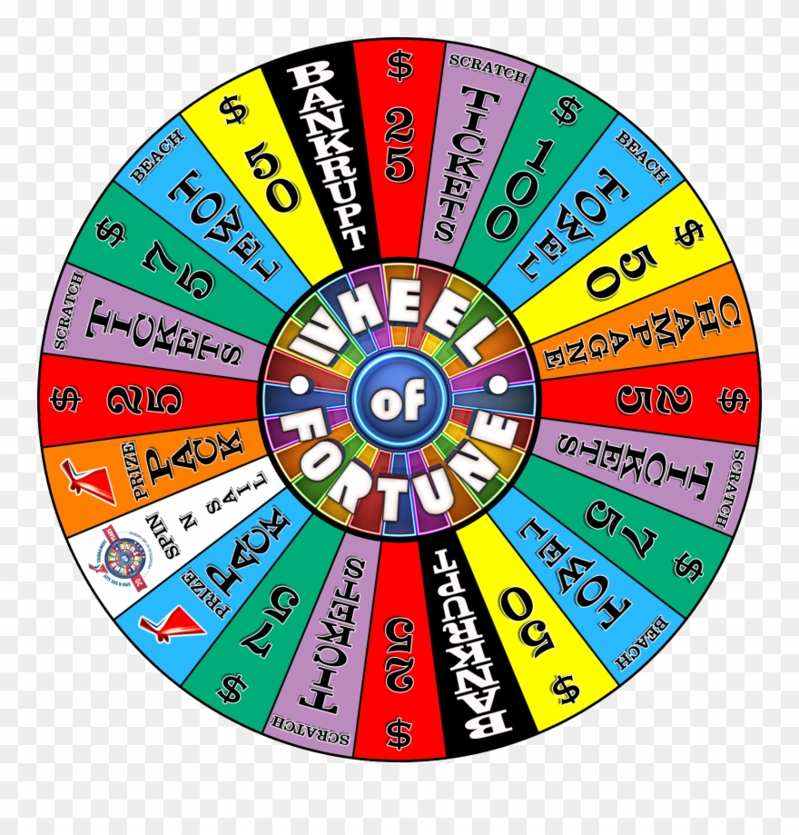 Wheel Of Fortune Carnival Game - Full Color Decal Wheel Of Fortune Sticker, Colored Clipart