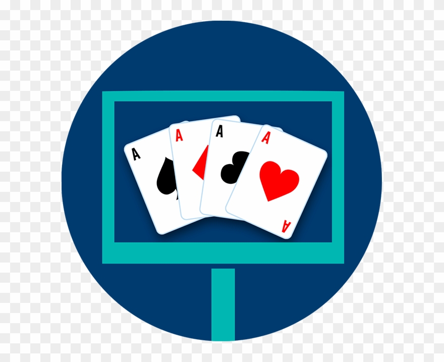 A Monitor Displays Four Playing Cards, All Aces - Display Device Clipart