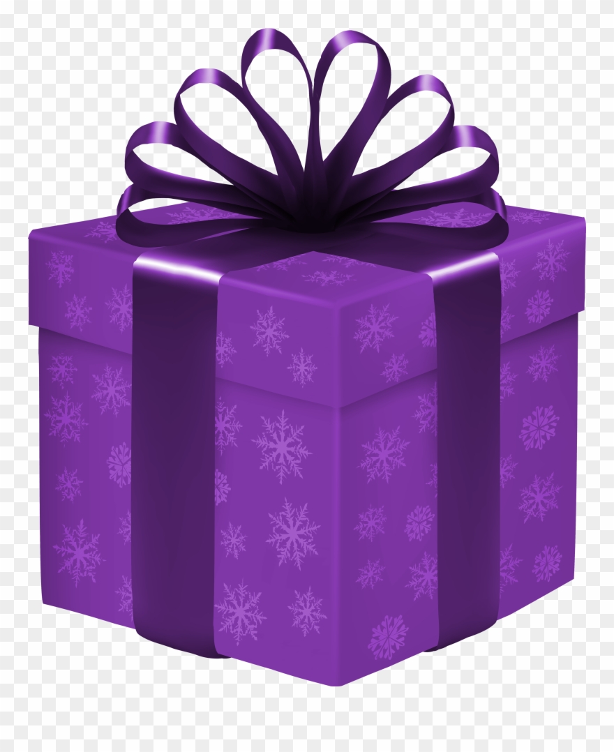 Purple Gift Box With Snowflakes Png Clipart - Blue Gift Box Png Transparent Png