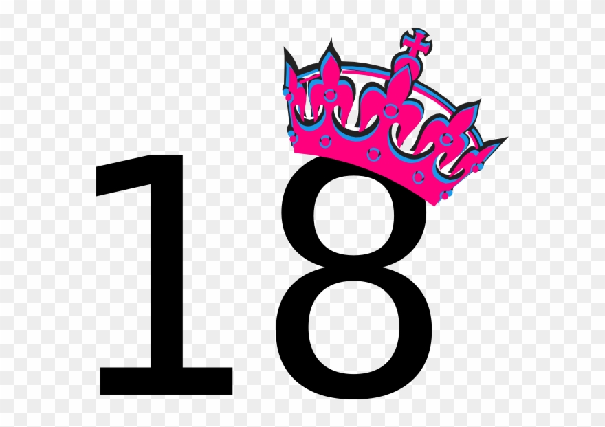 Pink Tilted Tiara And Number 18 Clip Art At Clker - 18 Clipart - Png Download