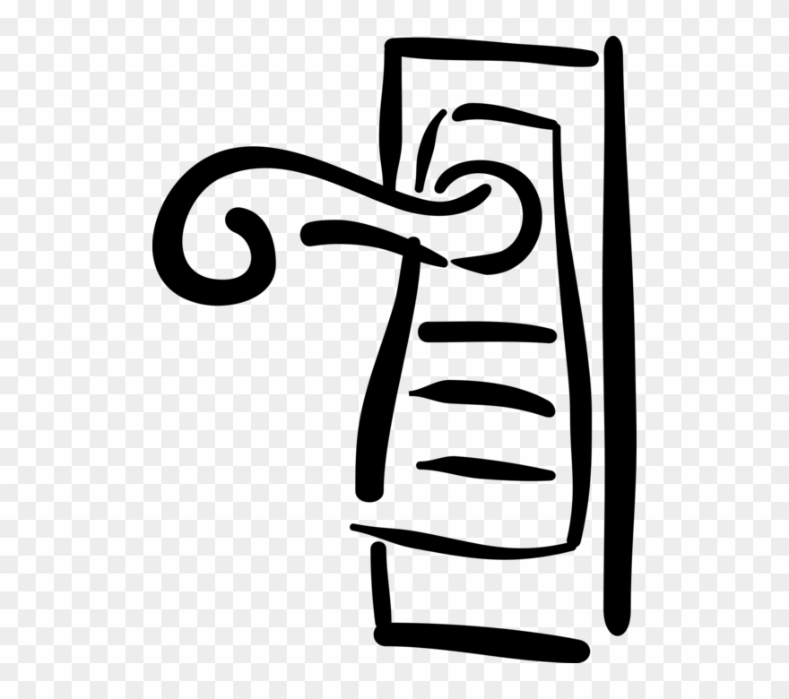 Vector Illustration Of Door Knob Or Door Handle Manually - Door Handle Clipart