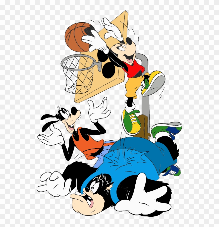 Mickey Mouse & Pals Clipart - Mickey Mouse And Goofy Playing Basketball - Png Download