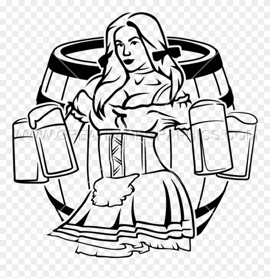 Beer Garden Clipart Beer Garden Screen Printing - Beer Maiden Black And White Art - Png Download