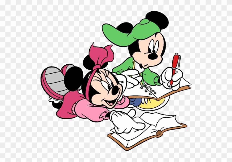 Back To School Clip Art - Mickey Mouse Studying Coloring - Png Download