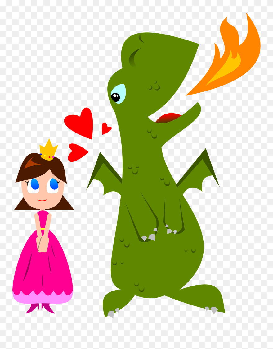 Cute Princess And Dragon Clipart Princess And Dragon - Png Download