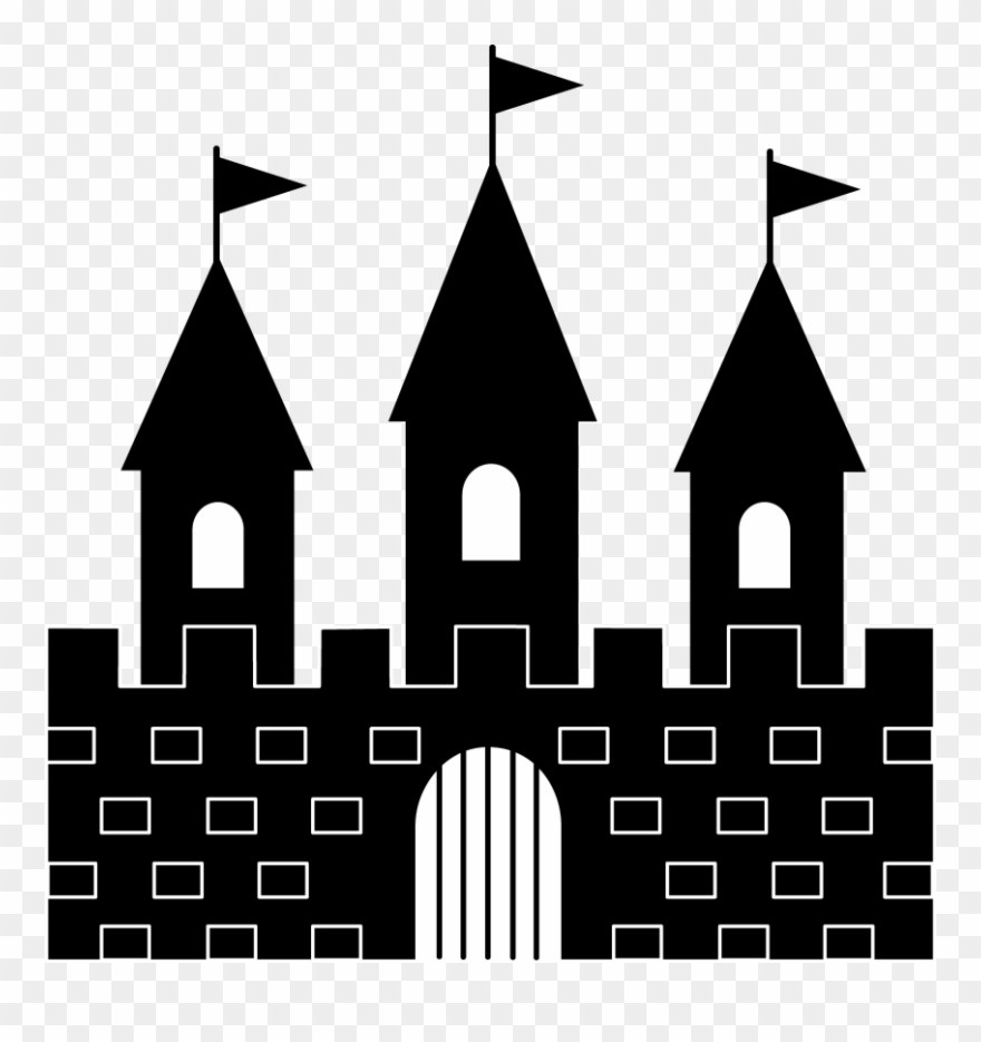 Princess Castle Clipart Black And White Free - Black And White Castle Cartoon - Png Download
