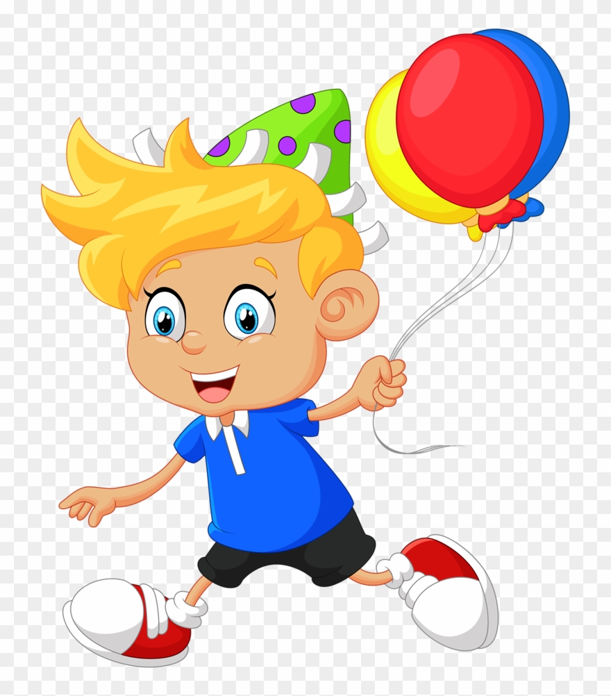 Clipart Aniversário - Little Boy Balloon Cartoon - Png Download