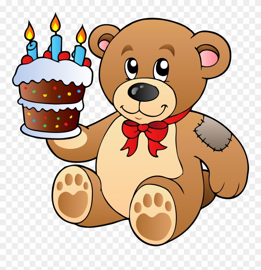 Birthday Cake Teddy Bear Clip Art - Teddy Bear Cake Clipart - Png Download