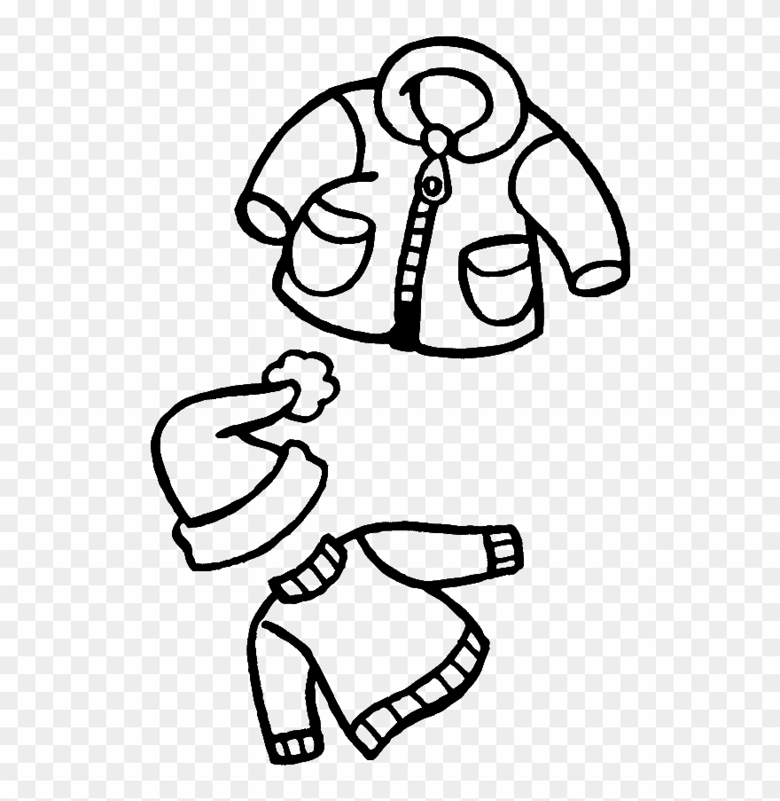 Warm Clothes Winter Coloring For Kids Clipart