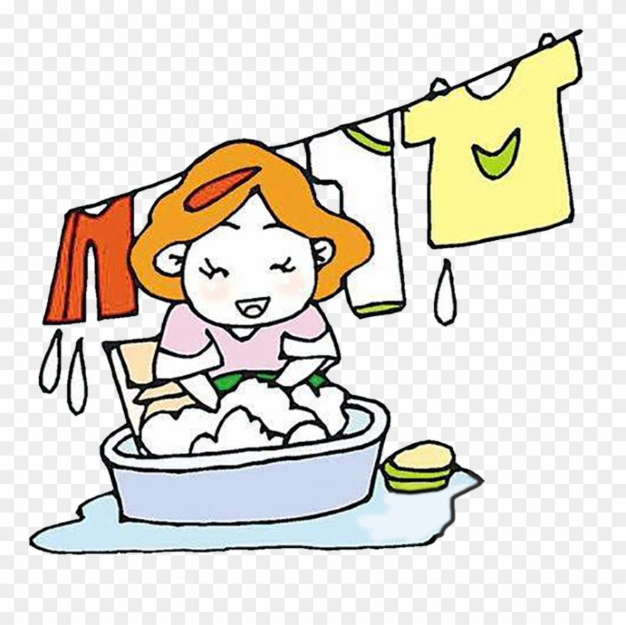 Jpg Royalty Free Download Clothes Clip Laundry - Washing Clothes By Hand Cartoon - Png Download