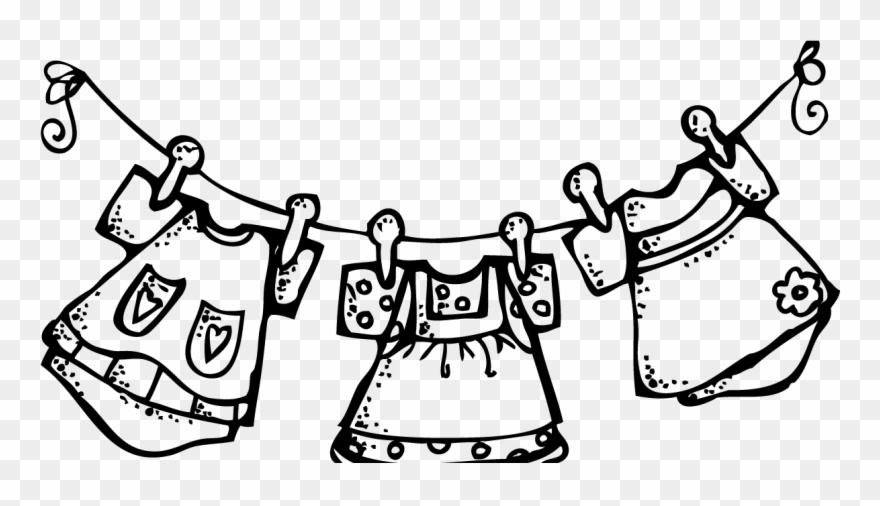 Clip Art Clothes Line Clipart - Clothesline Of Clothes Clipart - Png Download