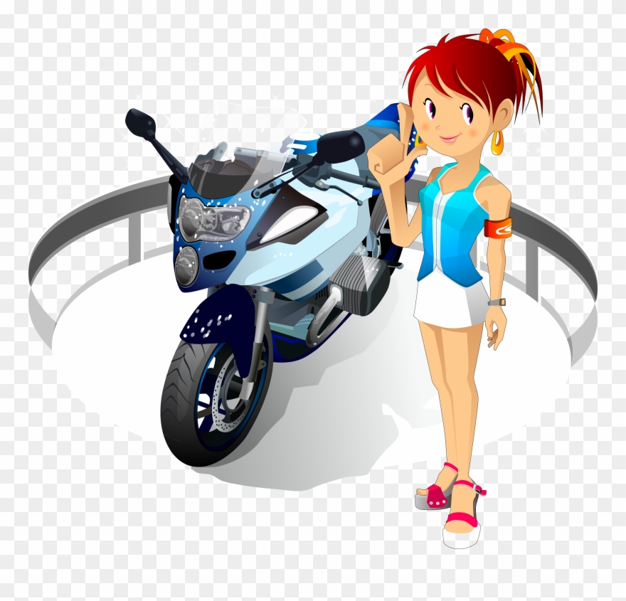 Motorcycle Harley Davidson Clip Art - Cartoon Characters Girls - Png Download
