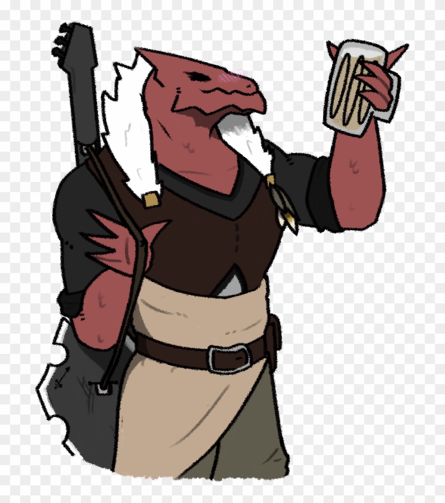 Oc] Heavy Metal Dragonborn Bard Enjoying Some Drink - Dnd Dragonborn Bard Clipart